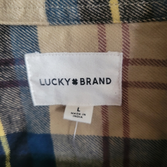Lucky Brand Brushed Twill Plaid Long Sleeve Utility Shirt Size L - Picture 3 of 10